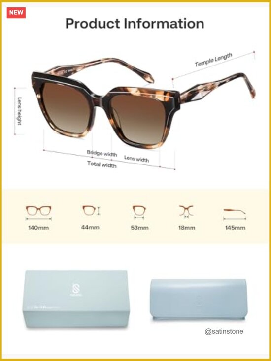 Oversize Square Acetate Polarized Sunglasses Trendy UV400 Protection main image 5